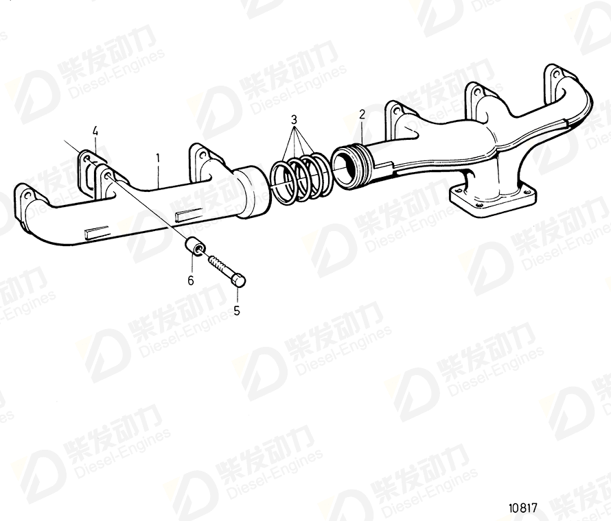 volvo penta Exhaust pipe 849061 Drawing volvo penta Exhaust pipe 849061 Drawing